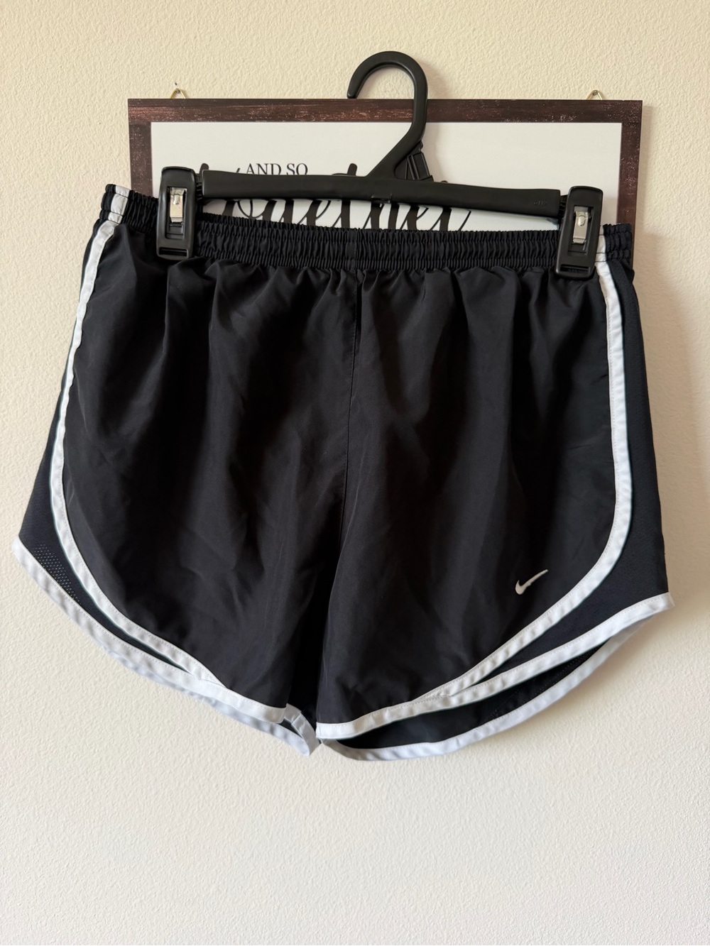 Nike Women's Black Athletic Shorts with White Trim